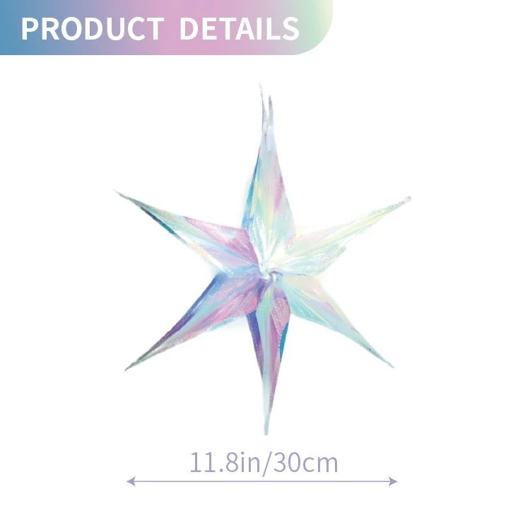11.8in 30cm Iridescent Holographic Star Hanging Party Decoration factory